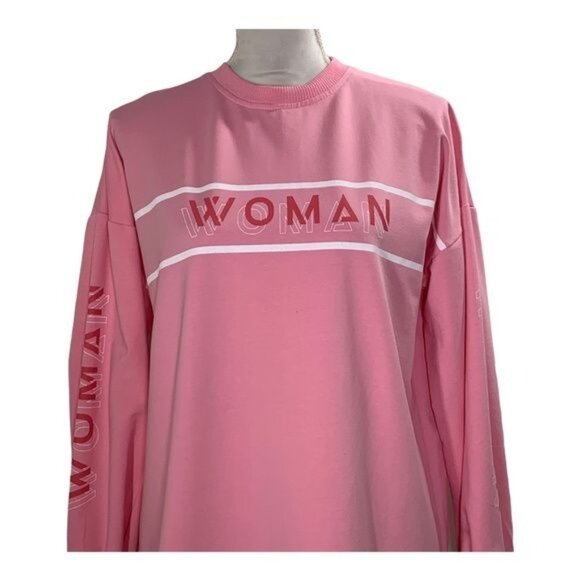 Boohoo Dress Womens Size 8 Mini Graphic Sweatshirt Long Sleeve Pink Fall Casual - Picture 2 of 10